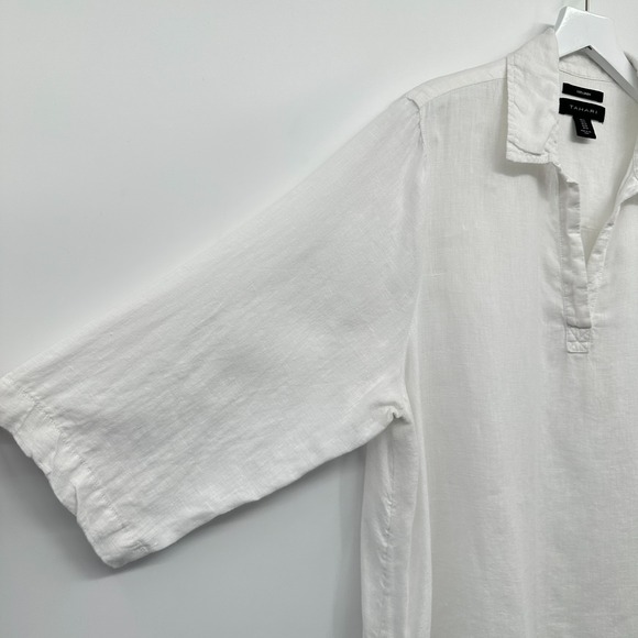 Tahari Top Shirt 1X Boho 3/4 Sleeve 100% Linen Beachy Coastal Lagenlook Popover - Picture 8 of 13